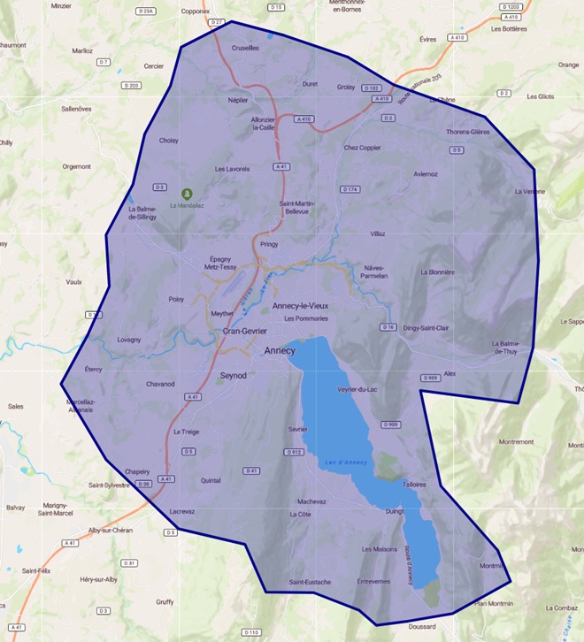 Carte de notre zone d'intervention